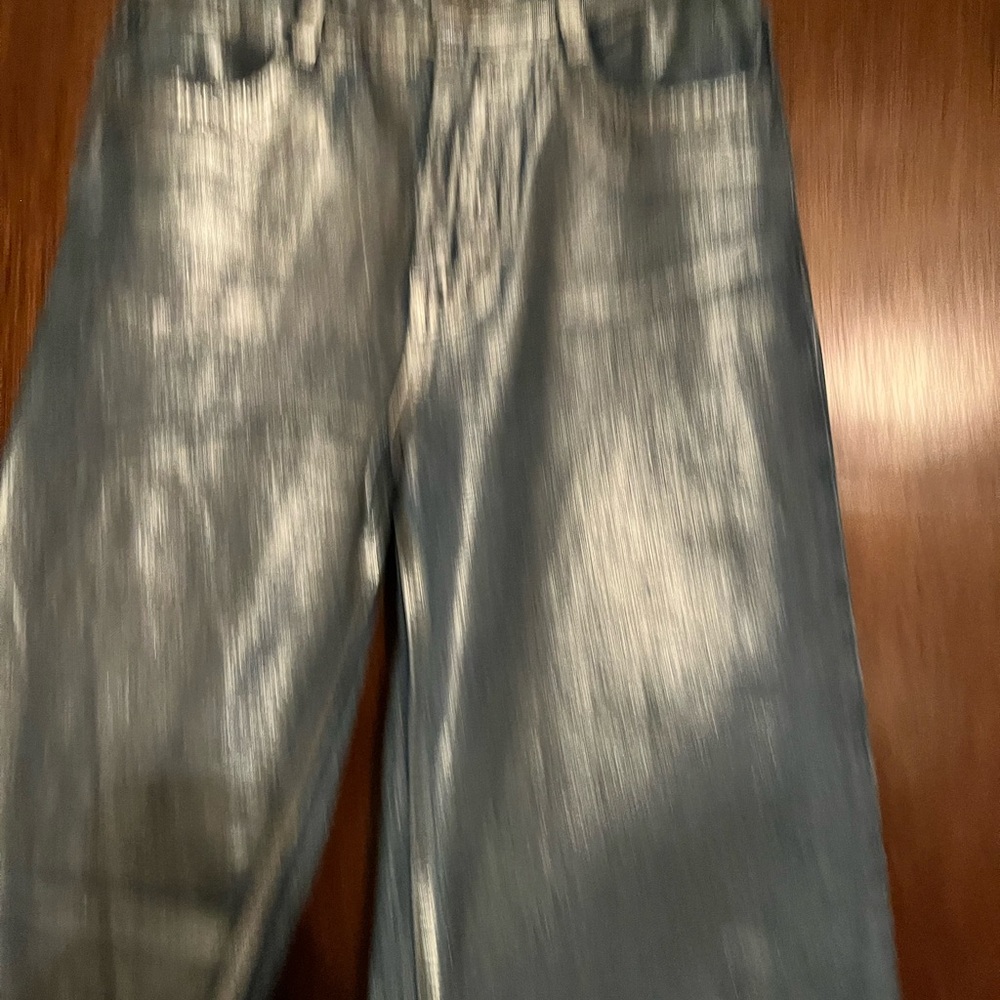Zara women’s Metallic Silver Straight Jeans - Picture 7 of 12